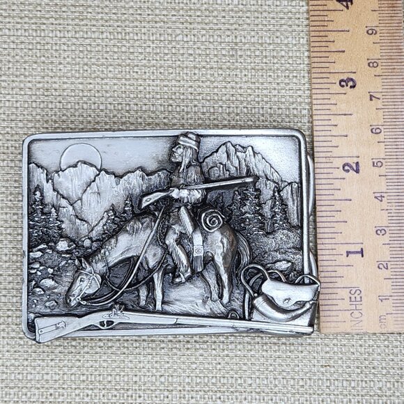 Vintage 1982 Siskiyou Mountain Man Western Cowboy Frontier Belt Buckle - Picture 8 of 12